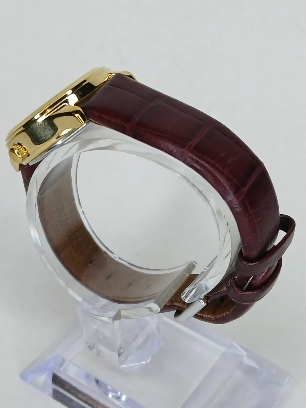 Timex Indiglo Womens Gold Tone MOP Dial Date Brown Leather Band Watch WR 30m